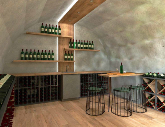 Représentation 3D d'une cave à vins